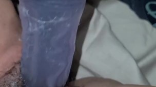 Fucking my wet pussy with an 8 inch dildo till i cum. 
