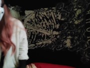 My stepsister was horny and made me a footjob on my huge dick - closeup POV 4/16