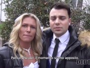DEBT4k. L'esattore si scopa la sposa in abito bianco e calze 4/16