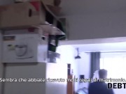 DEBT4k. L'esattore si scopa la sposa in abito bianco e calze 6/16
