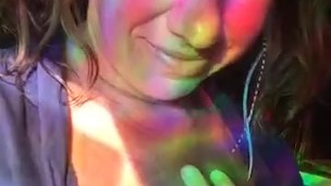 Slow breathing, heartbeat, good morning playing with nipples and natural breasts. Sunlight, rainbows
