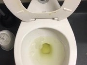 POV of me Pissing into a very disgusting toilet at work. People need to clean up after themselves. 