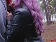 Horny Couple is hiding in the forest to have Sex | Lush playing & Сumming in her mouth 7/16