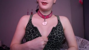 Boobs Tease with dog dildo 