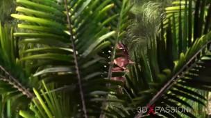 Hot sex in jungle! Big black cock rams college girl