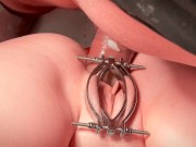 Teenpussy in Metal Clamp fucked in the Ass and Pussy screams of Pain and Pleasure - Extreme Close Up 7/16