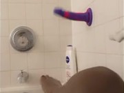 Bathtub foot job  dildo solo playtime
