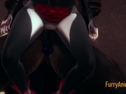 Furry Hentai - Beast and Black Cat having wild sex end crempie 2/16