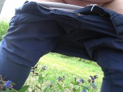 Mature BBW outdoor pissing and hairy pussy POV. 13/16