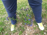 Mature BBW outdoor pissing and hairy pussy POV. 2/16