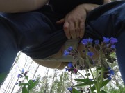 Mature BBW outdoor pissing and hairy pussy POV. 6/16