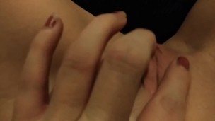 Horny girl trys to play with clit till husband walks in 