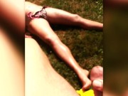 BIKINI MILF KNOWS I AM WATCHING HER-TEASES & THEN LETS ME CUM ON BALD PUSSY AT RESORT 5/16