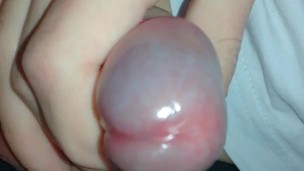 Cute Femboy plays with his Cock in a Ribbon with Saliva as Lube