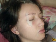 подборка обильных выстрелов тёплой вкусной спермы в лицо и на волосы похотливой школьницы 10/16