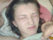 подборка обильных выстрелов тёплой вкусной спермы в лицо и на волосы похотливой школьницы 12/16