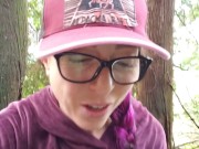 Nerdy Faery Does an OUtdoor standing Piss While walking 14/16