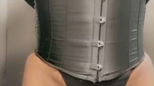 Black slut corset training