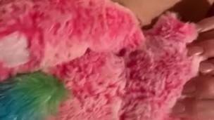 Coming on my fluffy toy