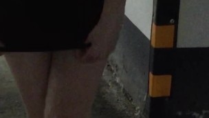 Amateur Girl Flashing her Pussy Upskirt in a Mall Parking
