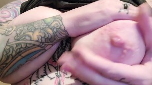 Huge Titties Bounced and Pinched. Tattooed Slut
