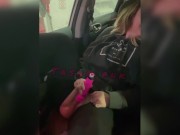 All natural MULTIPLE SQUIRTING car show with EX watching - HOT brunette MILF   2/16