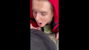 Imperceptibly sucked a guy on a shared balcony in public