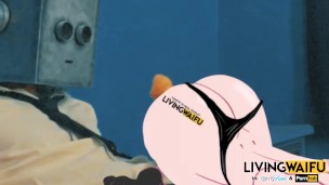 Real anime teen waifu - hentai with Belle Delphine big cosplay - shaking her japanese animation ass