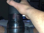 Hott Armenian Guy blows load after using auto pussy