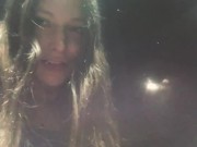 Naughty Talía Mint flashes her wet pussy in a bus