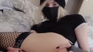 Skinny twink femboy playing with his teen hole