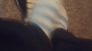 Dark Sneakers Shoes & Cute Striped Fuzzy Dirty Socks (No Audio)