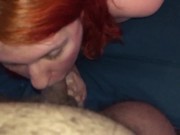 Blowjob with redhead slim natural stepsister with huge facial cumshot 3/16