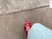red heels, walk on cement floor foot fetish- glimpseofme