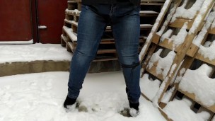 First Outdoor Video. Desperation Wetting After Holding.