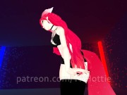 Red Head Neko in Black Booty Shorts Strips Down Thigh High Hentai Choker Tail Play POV Lap Dance 1/16