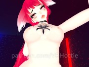 Red Head Neko in Black Booty Shorts Strips Down Thigh High Hentai Choker Tail Play POV Lap Dance 12/16
