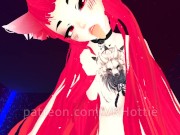 Red Head Neko in Black Booty Shorts Strips Down Thigh High Hentai Choker Tail Play POV Lap Dance 13/16