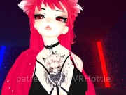 Red Head Neko in Black Booty Shorts Strips Down Thigh High Hentai Choker Tail Play POV Lap Dance 4/16