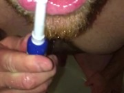 I enjoy my cum & pee flavour so much, I decided to use each of them to brush my teeth while showerin