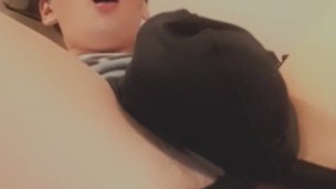 Stuffing my lil butt with clear dildo