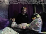 Goth lesbian fucks petite gamer girlfriend while playing Fall Guys 1/16