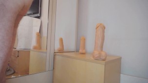 Anal riding ever bigger cocks - part 1 - thick dildo