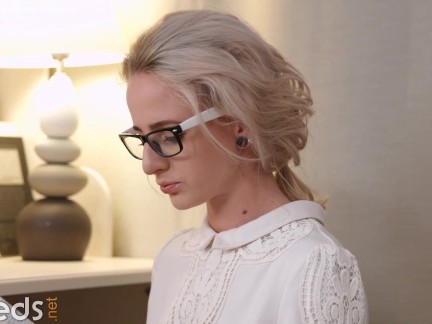 Beautiful blonde with glasses drilled by BF
