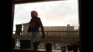 Anouk Tranny Slut - Hanging Laundry Outdoor