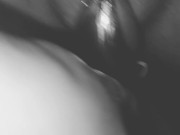 beautiful girl MASTURBATES while no one is home her narrow WET PUSSY in (black & white)
