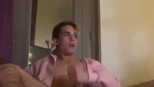 Twink Cumming While Watching Gay Porn