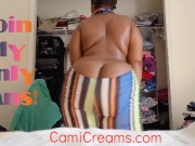Big Booty Ebony Butt Crack Exposed in Tight Small Pants BBW Oiled Asscrack Back Fat - Cami Creams 16/16