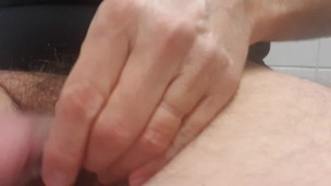 Tranny enjoying a huge cumshot right in her hand!