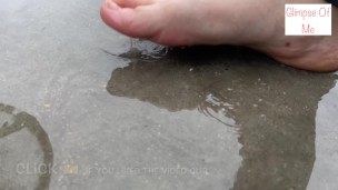 bare foot in the rain, walking, stomping, foot fetish - glimpseofme